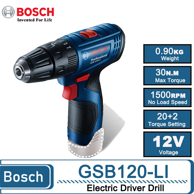 Bosch 12V GSB120-Li bor listrik tanpa kabel, bor tangan rumah