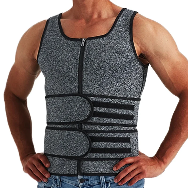 Body Shaper Men Waist Trainer Sauna Vest Double Belt Sweat Shirt Corset Top Abdomen Slimming Shapewear Fat Burn Fitness Suits