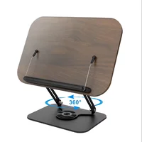 Reading Books Holder Desktop Book Laptop Stand with 360° Rotating Base Wooden Panel & Page Clips Foldable and Angle for Textbook 2