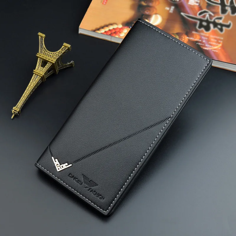 Men's PU Leather Long Clutch Men Business Card Holder Men Wallet Brown Black Coffee Men's Fashion Pocket Coin Purse