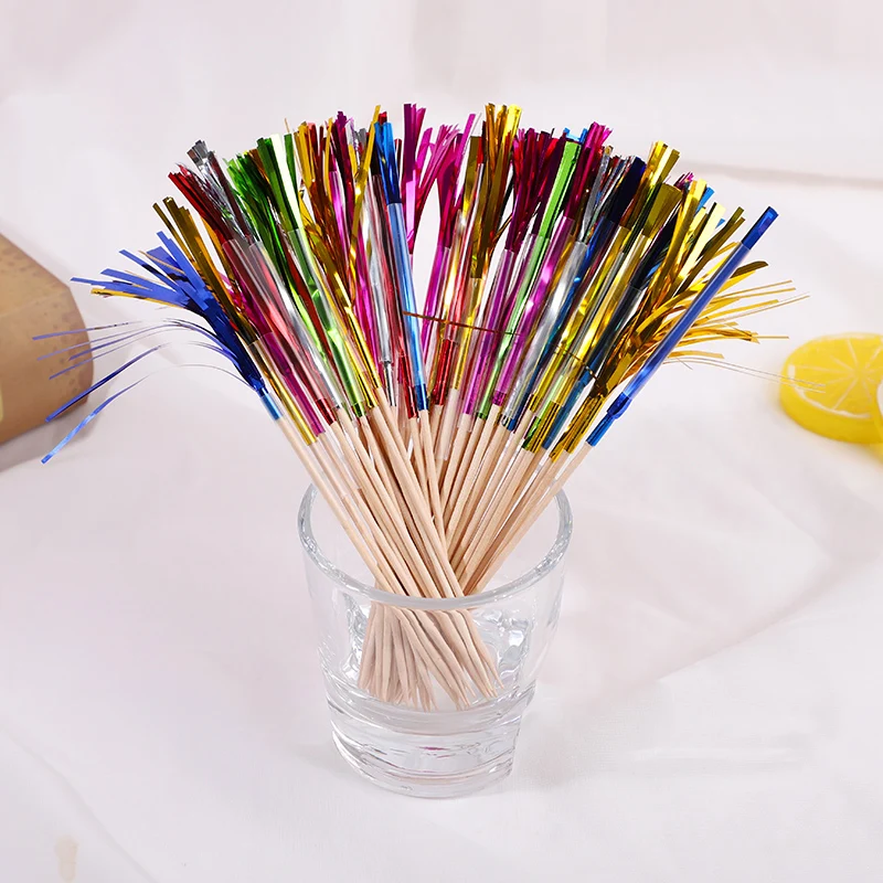30/50 Stück Folie Feuerwerk Cocktail Picks Dessert Lebensmittel Obst Zahnstocher für Hochzeit Geburtstag Party Kuchen Topper Weihnachtsdekoration – Detail 4