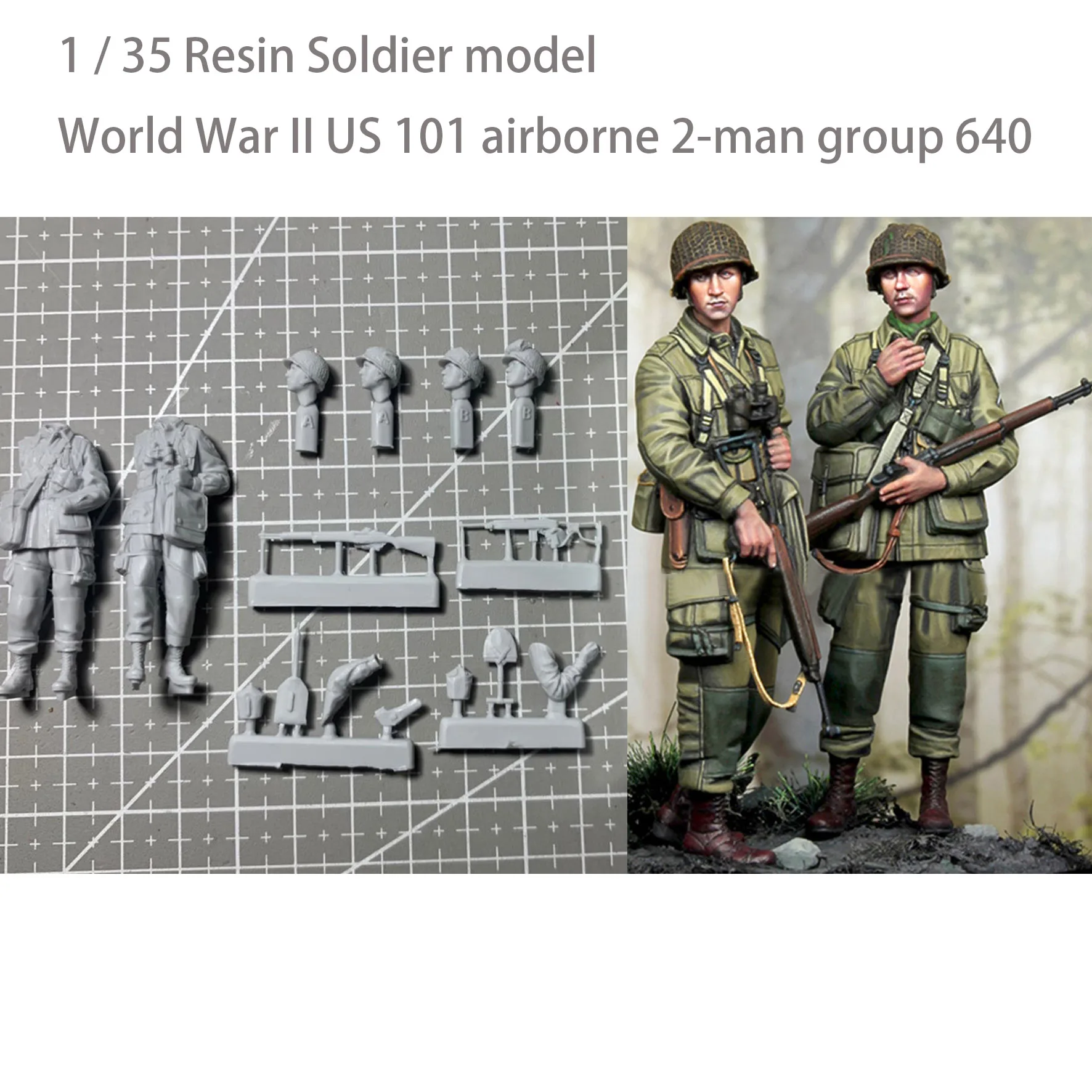 

1 / 35 Resin Soldier model World War II US 101 airborne 2-man group 640 Uncolored soldier model