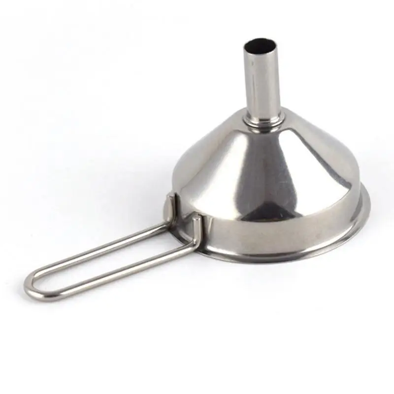 Stainless Steel Mini Funnel for Cooking Oil Hangable Food-Grade Oil Filling Funnel Liquid seasoning dispensing tool with handle