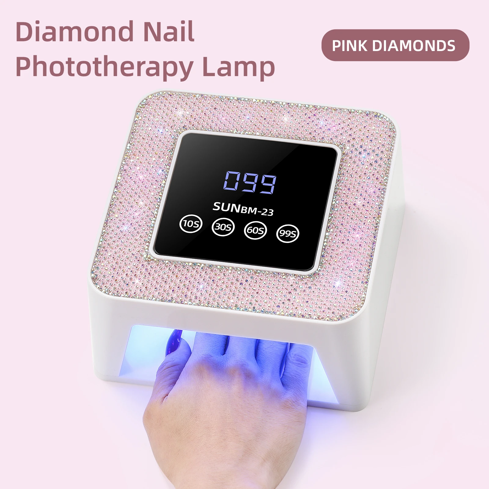 BM-23 UV LED 네일 아트 램프, 21개 비즈 USB 전원 네일 아트 건조기 (라인스톤 장식 포함), LCD 터치 스크린 젤 네일 아트 램프