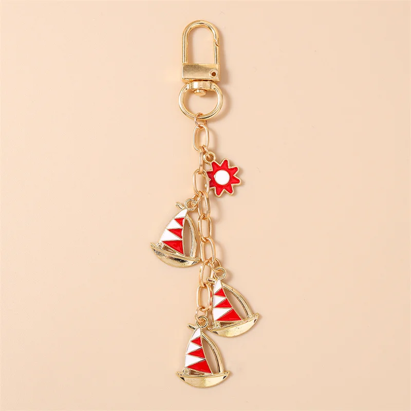 Aihua Niedlicher Sommer-Strand Segelboot Schlüsselanhänger für Frauen und Mädchen, Schlüsselring-Anhänger für Handtaschen-Deko, DIY Urlaubs-Schmuck Geschenke – Detail 8