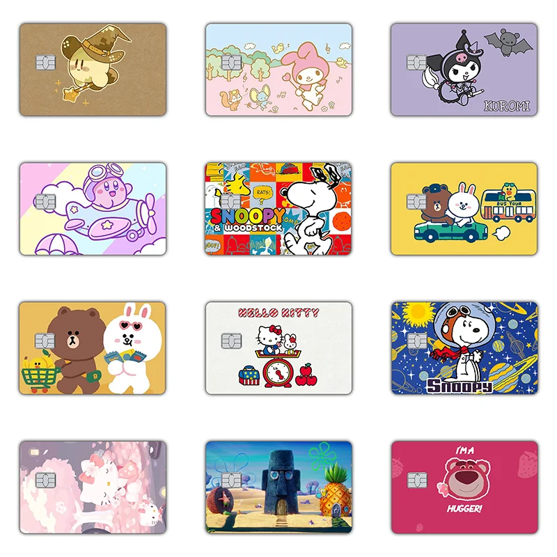 

New Sanrios Anime Card Sticker Cartoon Kawaii Kt Kuromi My Melody Scratch Proof Credit Debit Game Card Film Tape Accessories