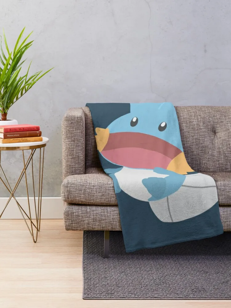 Minimalist Mons: Mudkip the Mudfish PKM Throw Blanket double summer blanket luxury designer blanket quilt blanket sofas 2