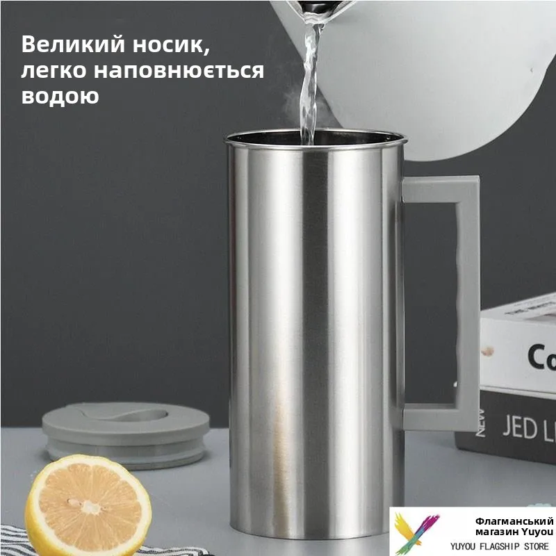 Large Capacity Stainless Steel Insulated Water Jug With Handle Coffee Thermal Pot 1800Ml