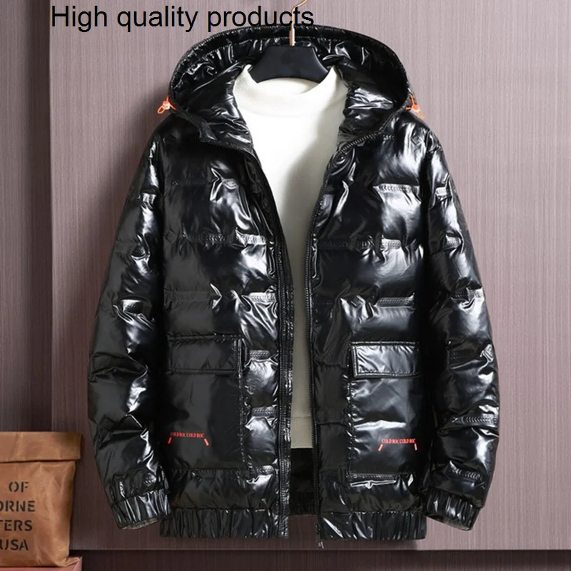 

2023 Men's Winter Jacket Down Husband Hood Oversize Padded Shiny Warm Parka Black Extra Large Size 7xl 9 XL 12 10XL Big