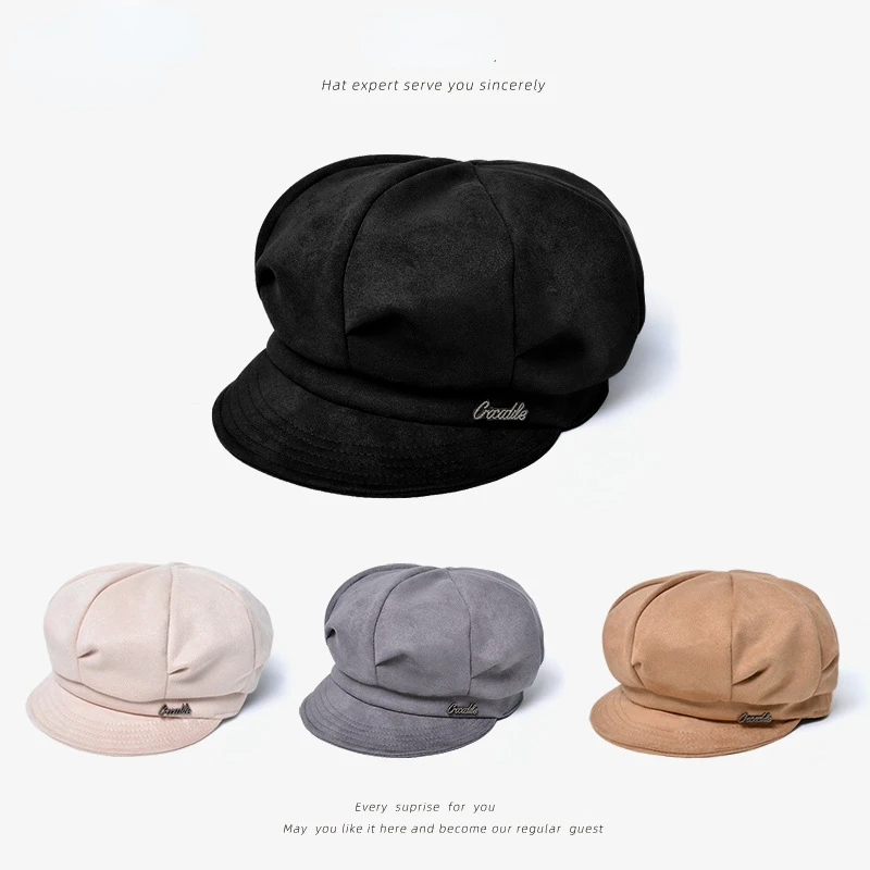 

New Octagonal Hat In Autumn and Winter Travel Warm Hat for Women and Japan Versatile Big Waist Soft Eave Breathable Beret