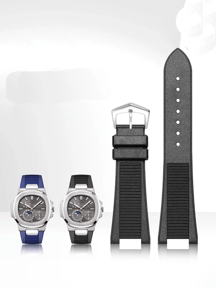 Фото Высококачественный силиконовый ремешок для часов Patek Philips 5711 5712G ремешок для часов специальный интерфейс браслет аксессуары 25 мм * 13 мм для мужчин №2