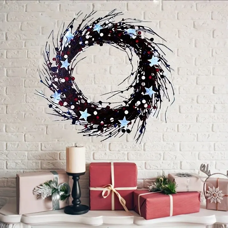 Metal Door and Window Wreath 1pc 12 Inch Door Wreath Outdoor Year round Metal Colorful Flower Front Front Wall garden art decor