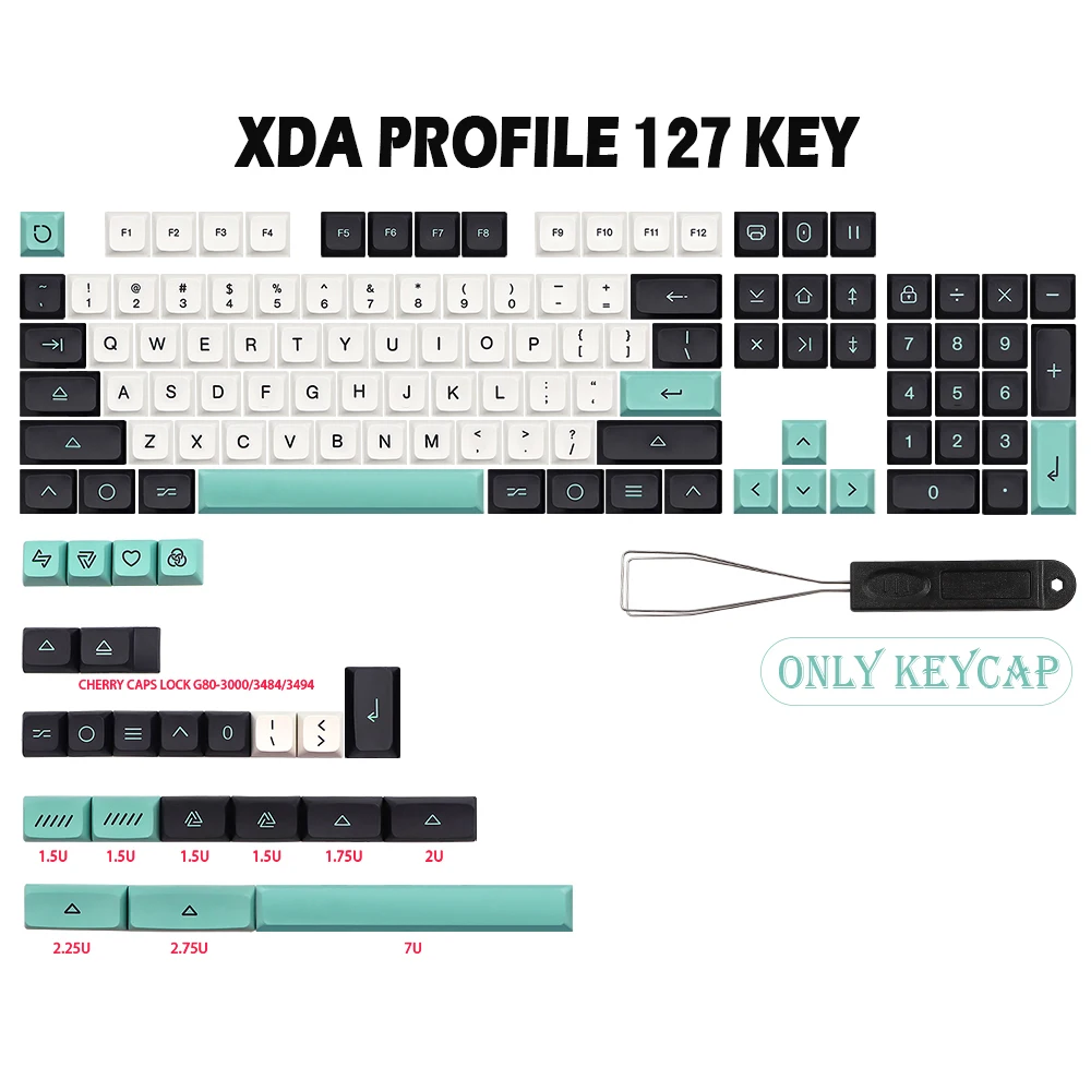 Geoma Pbt Xda Keycaps Teclado Mecânico 7u Split Barra de Espaço 127 Teclas Dz60 Rk61 64 Gk61 68 75 84 980 104