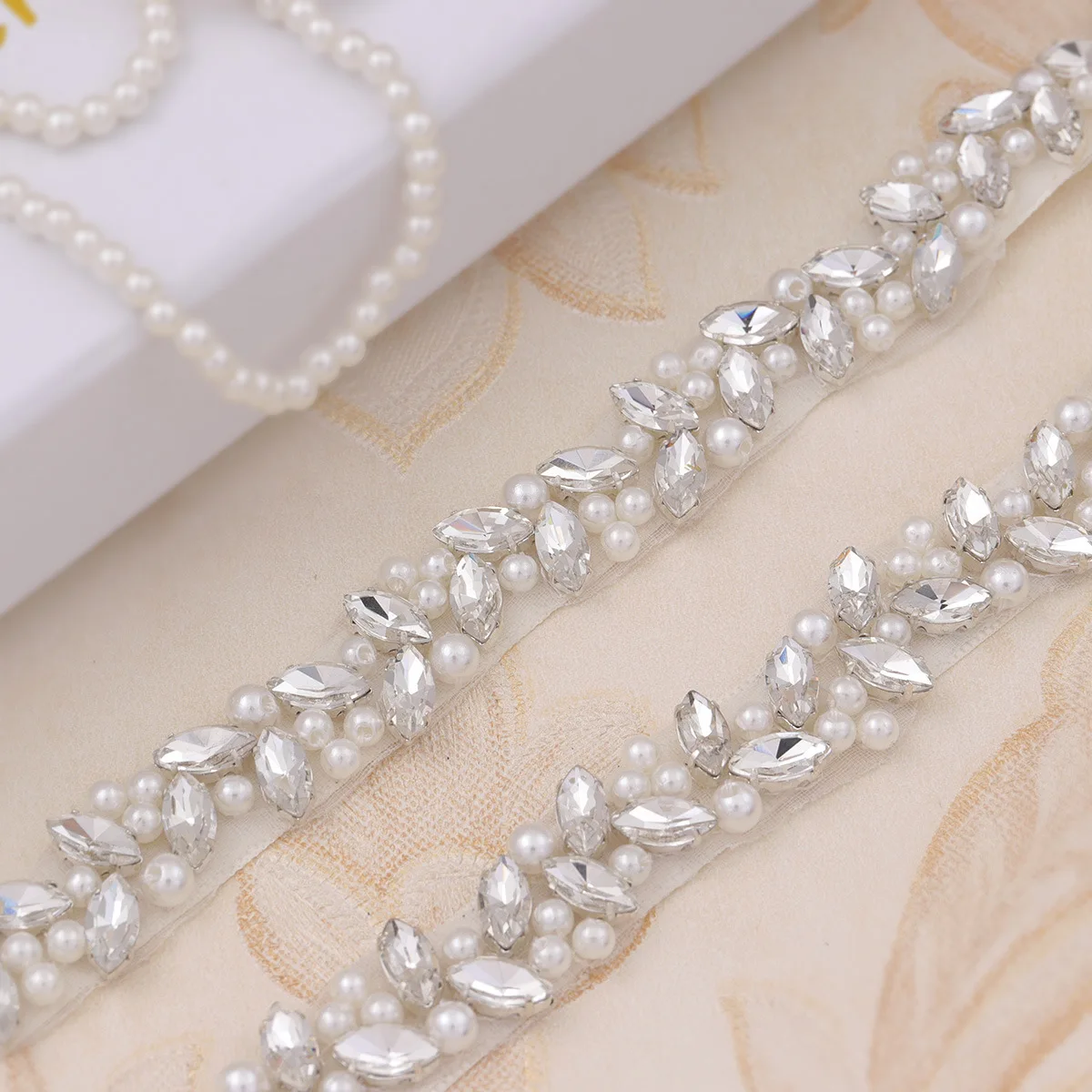 Cintura da sposa semplice con strass Color argento perle abito da sposa in cristallo cintura da donna cintura - Image 5
