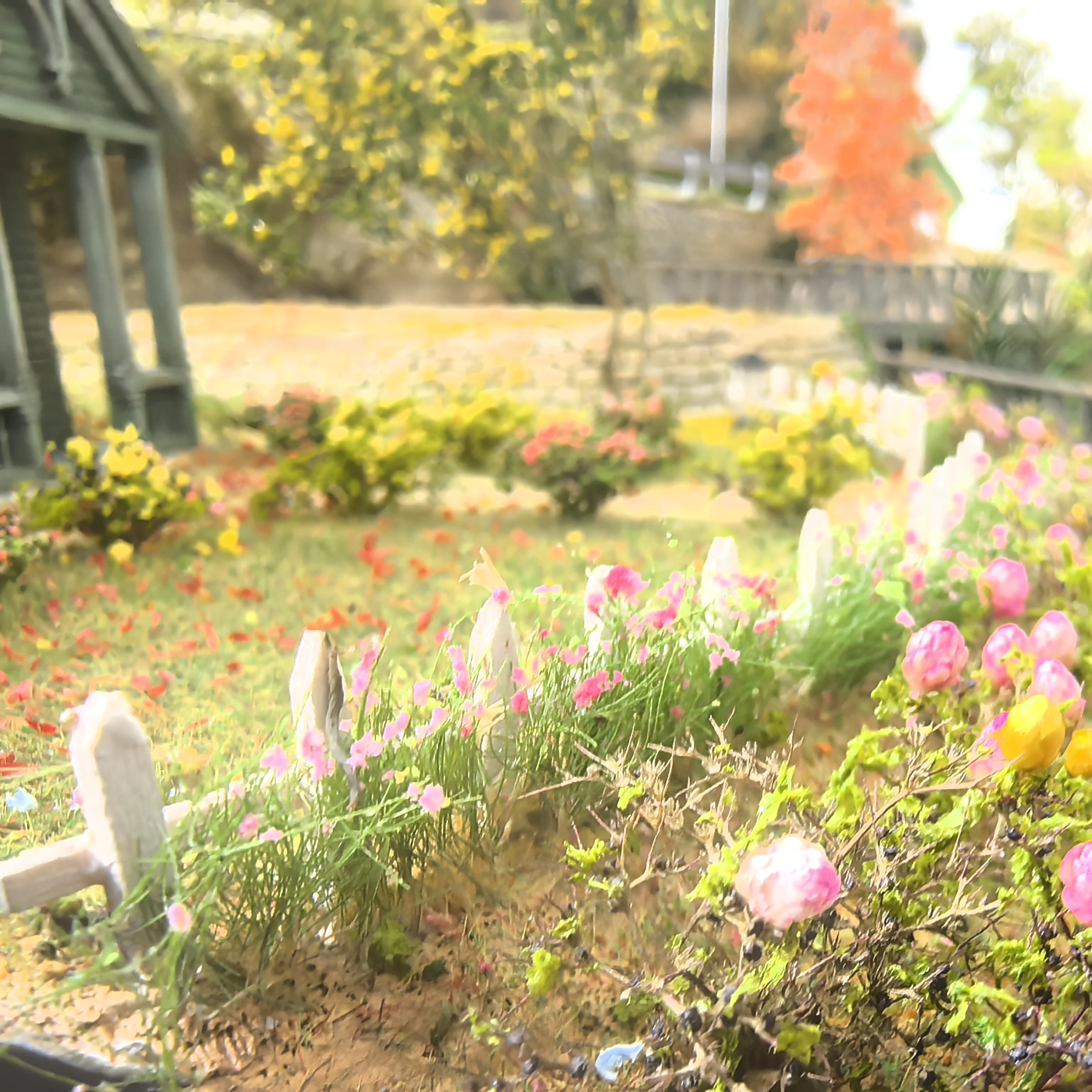 Miniature Colorful Flower Cluster Static Grass Tufts for Diorama and Model Layouts