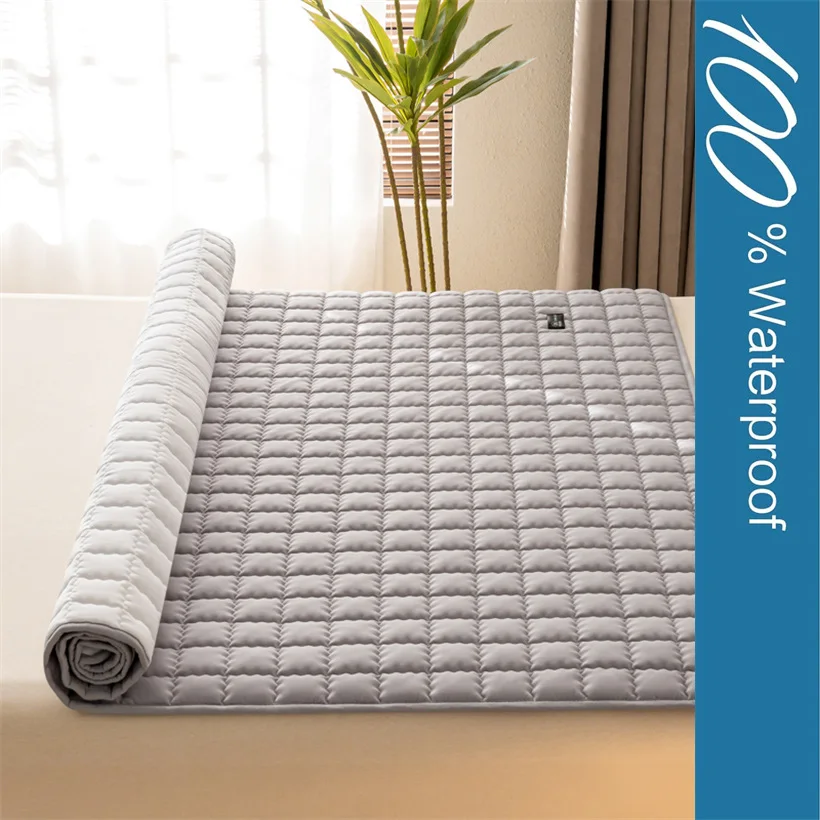 Waterproof Bedding Quilted Mattress Protector Noiseless Breathable Mattress Topper Pad Tatami Anti-Slip Bedspread Bed Cover