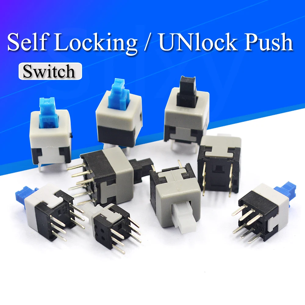 10-100 TEILE/LOS 5,8x5,8 7x7 8x8 8,5x8,5mm Selbst Locking/Unlock Push Tactile Power Micro Schalter 6 Pin Taste Schalter