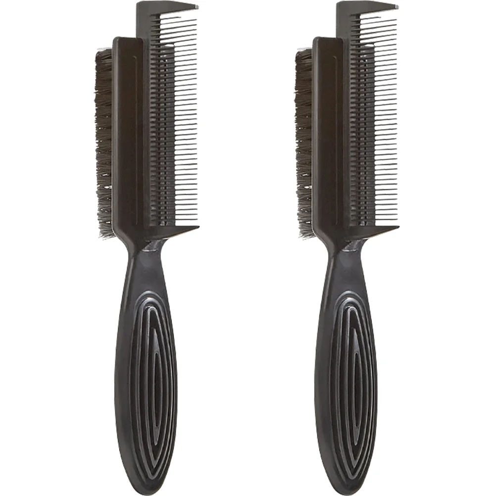 2 Pcs Hair Brush Combss Cleaning Tool Hard for Slicking Back Cleaner Nylon Wool Salon Teasing Double Sided Miss Barber