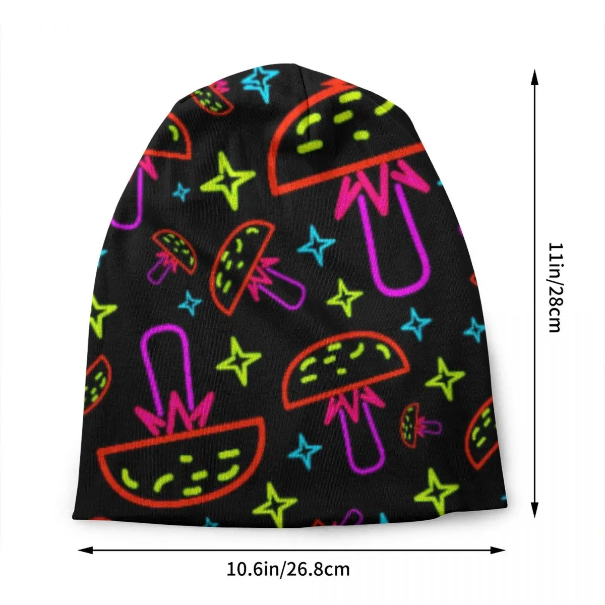 Neon Trippy Mushrooms Beanie Cap Winter Bonnet Femme Knit Hats Hip Hop Ski Magic Hippie Colorful Aesthetic Skullies Beanies Hats