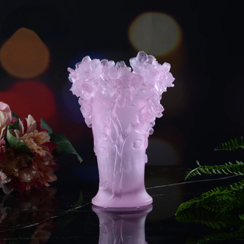 Oriental Classic Pink Sakura Flower Shape Decorative Crystal Aroma Oil Incense Burner
