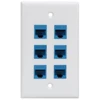 6 Ethernet Wall Plate 6 Port,Ethernet Wall Plate Female-Female Removable Compatible with Cat7/6/6E/5/5E 1