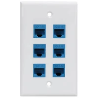 6 Ethernet Wall Plate 6 Port,Ethernet Wall Plate Female-Female Removable Compatible with Cat7/6/6E/5/5E 1