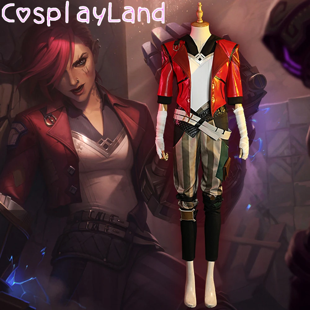 

Game LOL Cosplay Arcane Vi Costume Carnival Halloween Costumes Party Arcane Battle Outfits Fancy Women Sexy Suit Boots