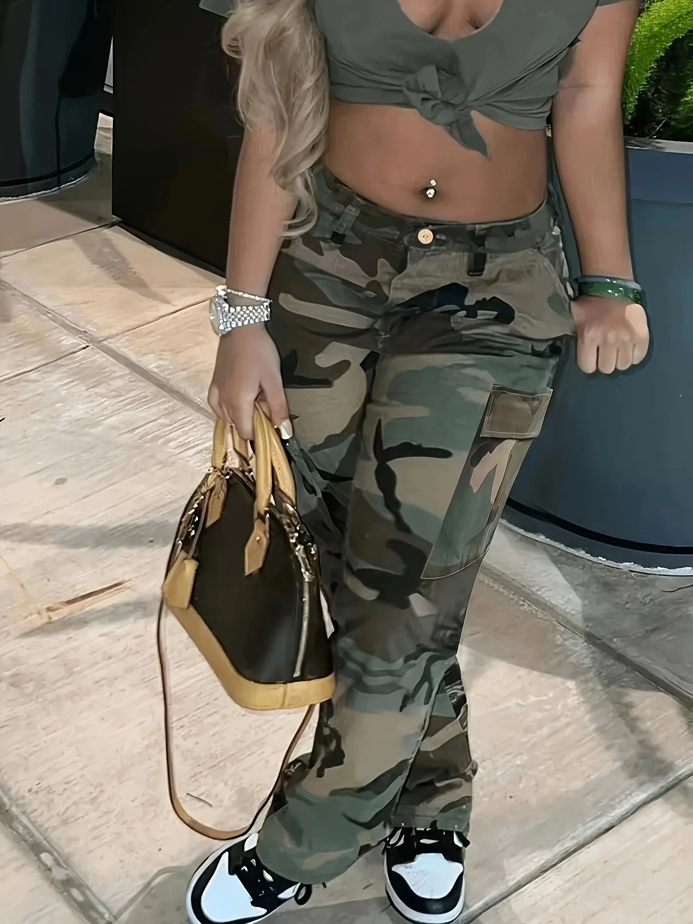 Damen Camouflage Cargo-Hose - Multi-Taschen Streetwear-Hose, Modische Utility-Hose mit Geradem Bein – Detail 5