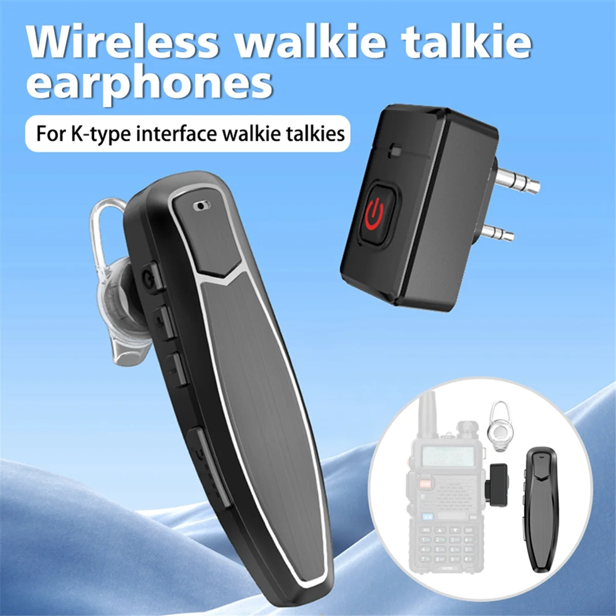 Walkie Talkie Wireless Bluetooth PTT Headset Earpiece Hands-Free K Plug for Kenwood Microphone Headset BF-888S K5 NND