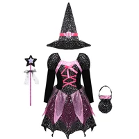 Halloween-Kostüm Hexe Set Pink Lila – Bild 2