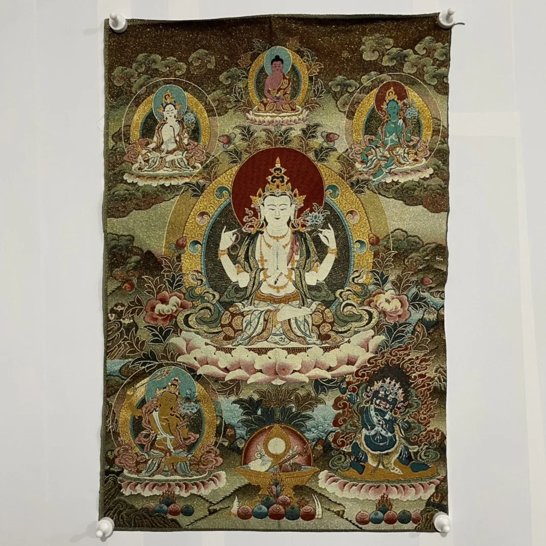 

Шелковая вышивка Thangka, фэншуй, богатство «Будда Бодхисаттва», роспись, ручная работа, домашнее украшение, #12