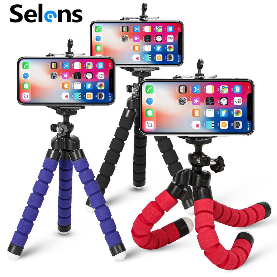 Selens Tripod Flexible Sponge Octopus Adjustable Mini Camera Tripod For Phone Holder Clip Stand For IPhone Xiaomi Huawei Ipad