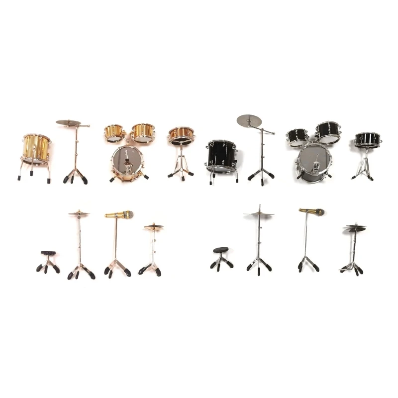 

Mini Drum Set Miniature Model Drum Set Model Miniature Mini Musical Instrument Model Collection Black Dropship