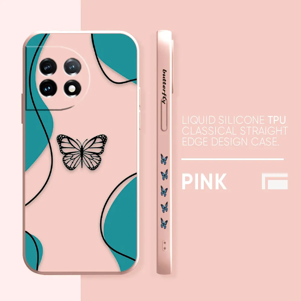 thumbnail image 1 of Case For Oneplus 5 6 9 9R 8 8T 7 7T A3 2 2V NORD 3 2 Lite Pro Simple Liquid Silicone Case Beautiful Butterfly, 1 of 5