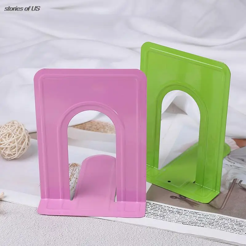 2Pcs Metal Book Ends Letter Style Office Stationery