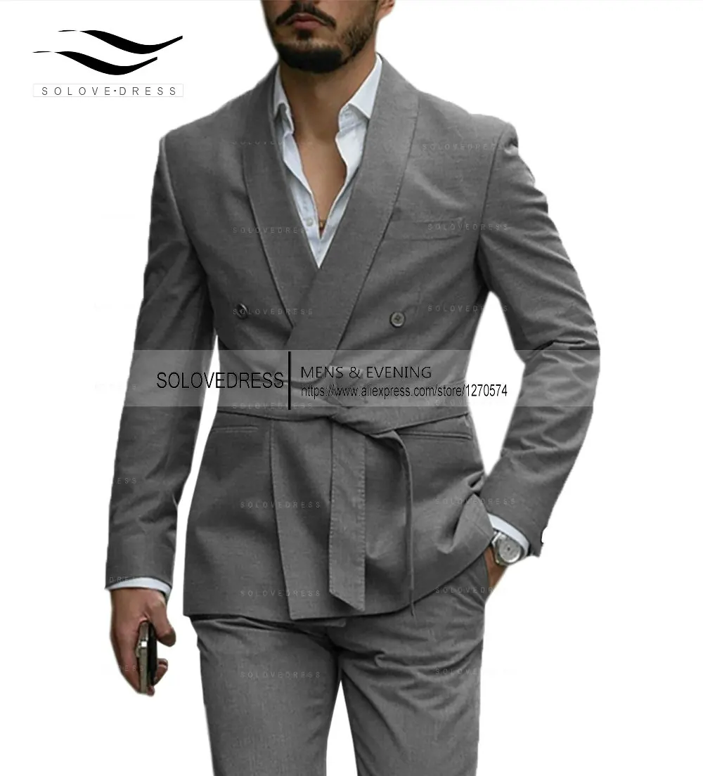 2024 New Mens Blazer Luxery Designerstyle Western Tailored Suit Lapel Belt Tuxedo Gentleman Texture Solid Color Unique Design 5