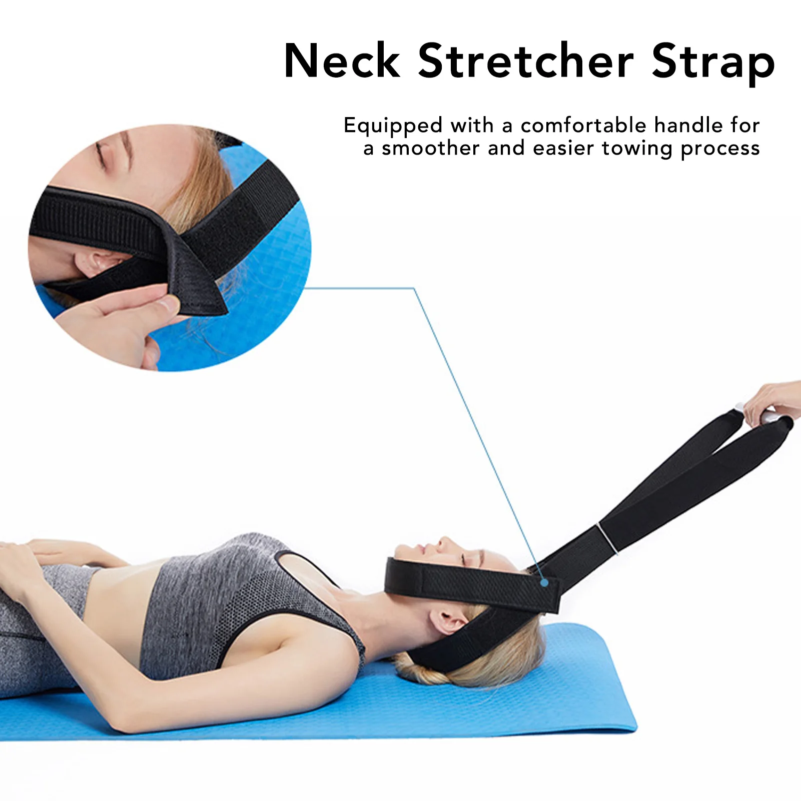 Neck Traction Strap Y Shaped Portable Gentle Pull Comfortable Handle Cervical Traction Device for Office for Spine Alignment 5