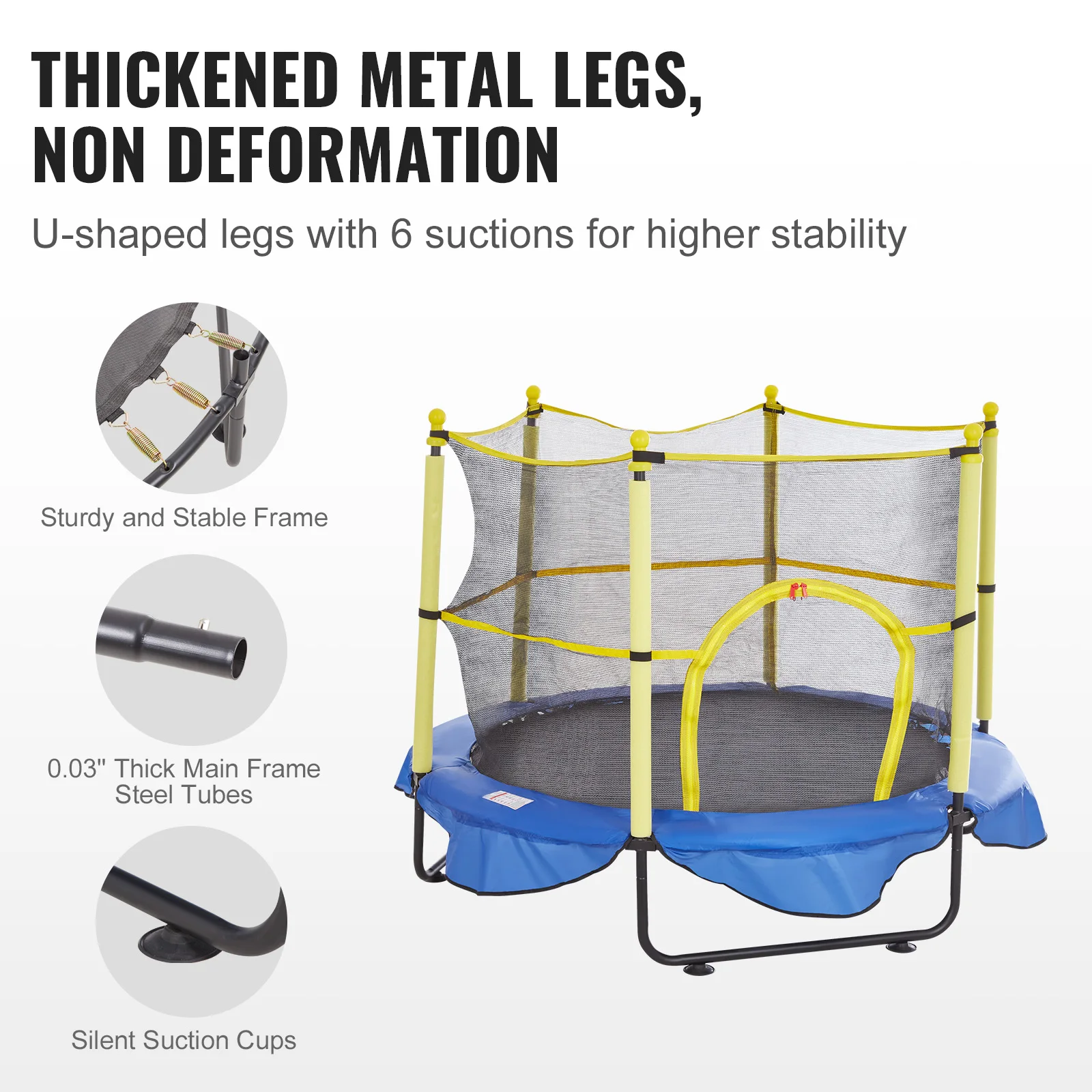 VEVOR 60" 5FT Trampoline for Kids Indoor Outdoor Trampoline with Safety Enclosure Net Basketball Hoop and Ocean Balls for Kids