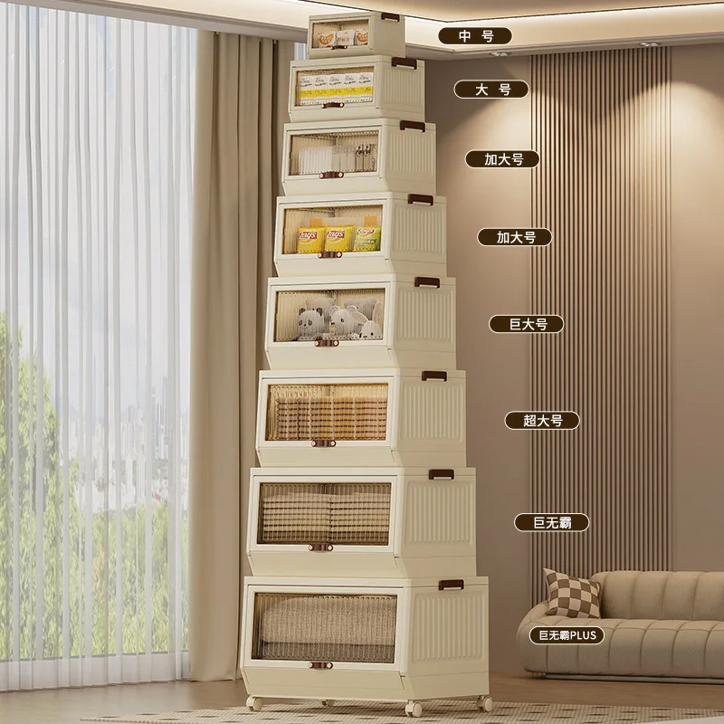 

Large Capacity Stackable Storage Bins open-door Save A Space Travel Organizer with Wheels Folding Wardrobe Containers