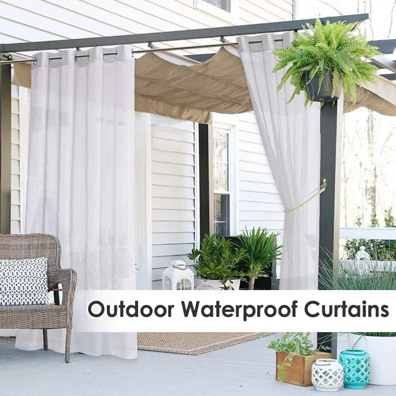 1pc Outdoor Detachable Curtain Waterproof Sheer Curtain For Patio Porch Garden Decor Outdoors Waterproof Sheer Curtain 3