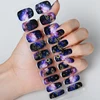 Starry Purple Art Stickers Design Semi Cured Gel Nail Stickers 3D Glitter French Nails Decals Manicure Decor UV Lamp Need 1