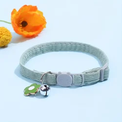 Floral Charm Adjustable Cat Collar with Bell - Small Breed Safety Snap - 19 - 23cm (Green)
