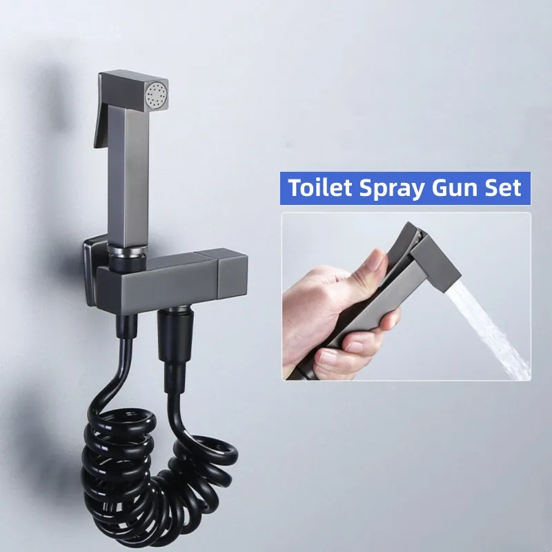 

Brass Bidet Faucet Gold/Gun Grey Handheld Toilet Bidet Sprayer Hygienic Set Shower Toilet Single Cold Water Tap Self Cleaning
