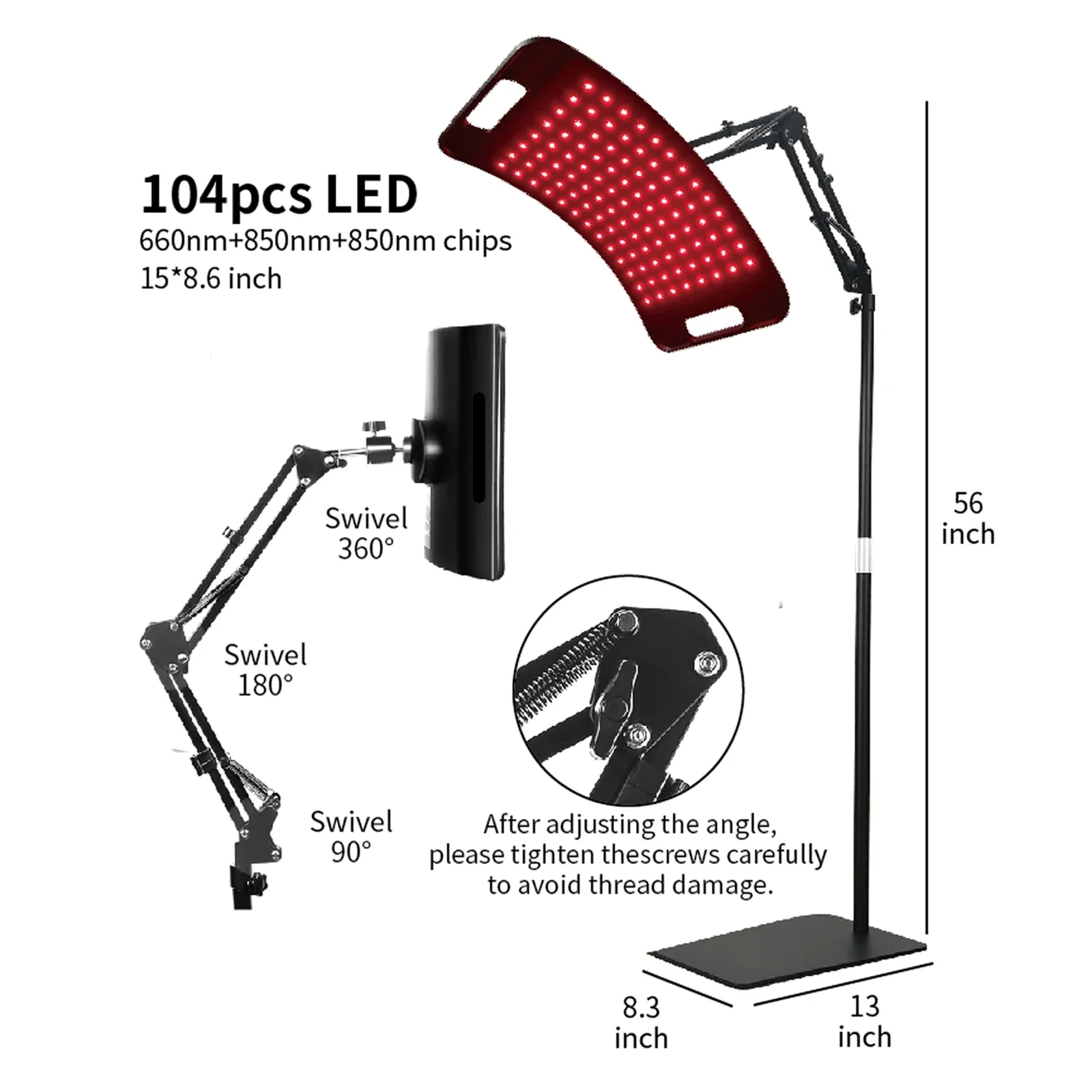 Red Light Lamp for Body Infrared Light Panel with Stand 660nm Red Light &850nm N
