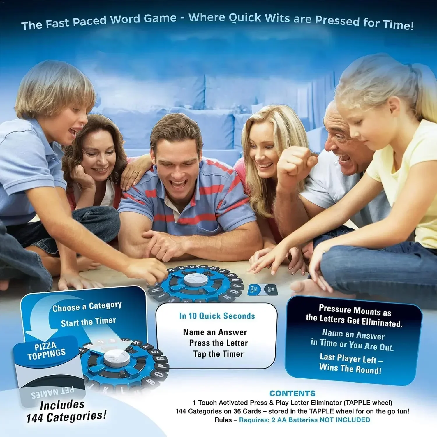 Board Game Tapple Basta Think Word Quick Thinking Letter Pressing Puzzle for Adults Spanish