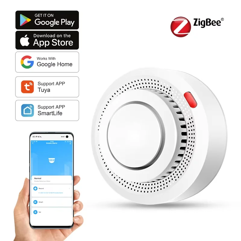 Tuya Zigbee 스마트 연기 감지기, 즉각적인 화재 경보 센서, 가정 안전을 위한 원격 알림, 쉬운 설치, Zigbee 허브 필요 Tuya Zigbee 스마트 연기 감지기, 즉각적인 화재 경보 센서, 가정 안전을 위한 원격 알림, 쉬운 설치, Zigbee 허브 필요