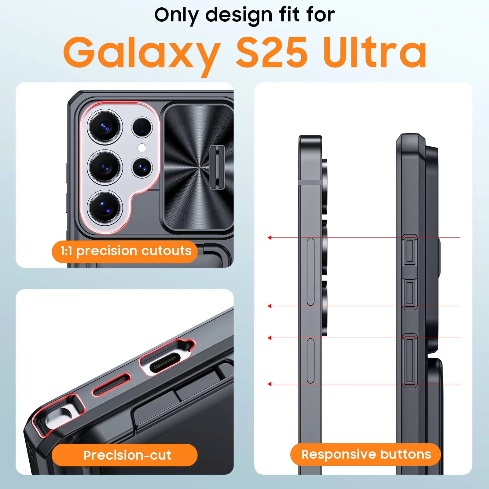 Multifunctional Wallet Case with Card Holder, Slide Camera Cover, Kickstand & Wrist Strap - Rugged Protection