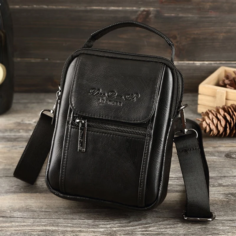 Kleine Herren-Schultertasche, Umhängetasche, Handtasche, Gürtel, Hüfttasche, Bauchtasche, echtes Rindsleder, Mini-Herrentasche_voghion.com