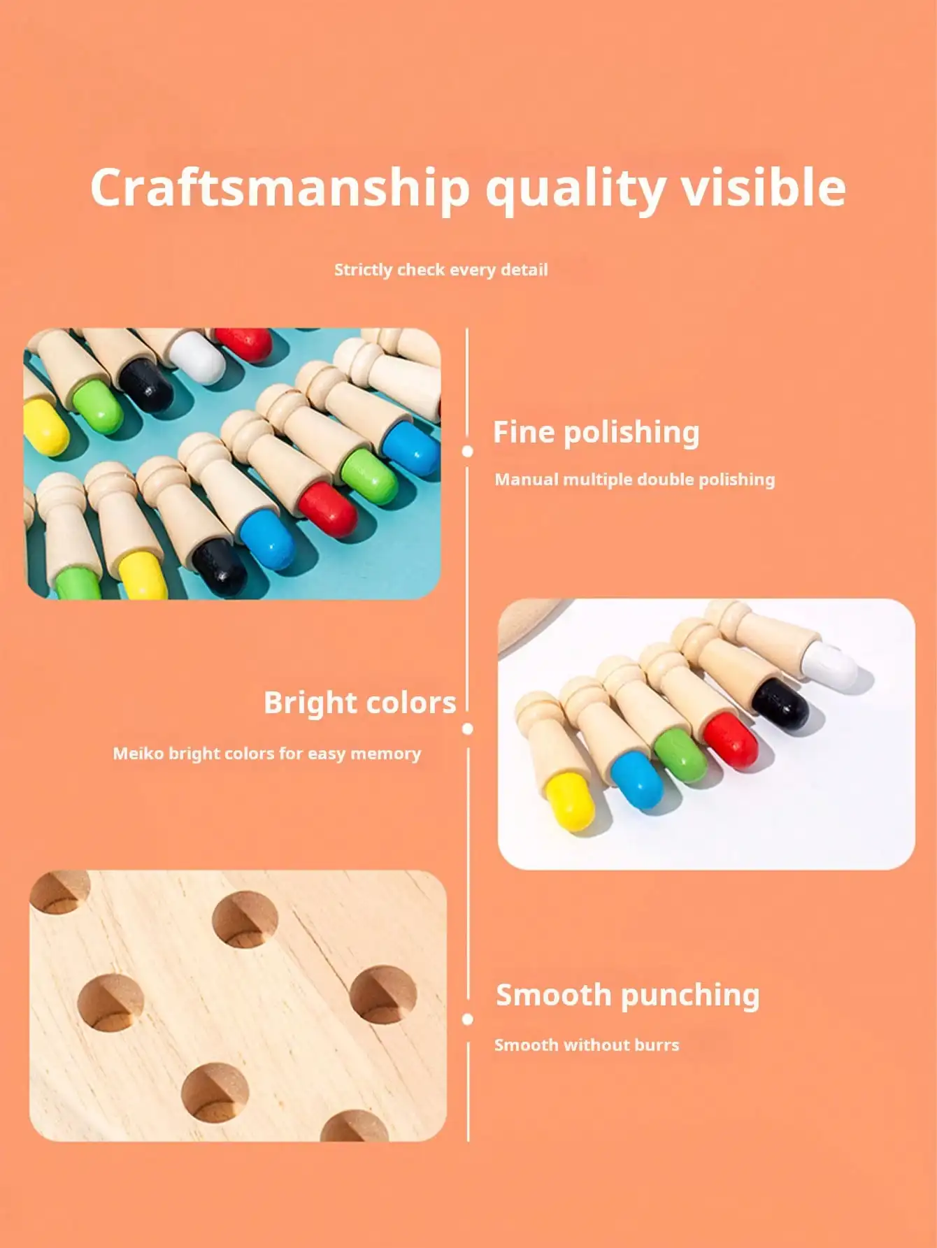 1 Set Wooden Color Memory Chess Desktop Toys Double Or Multiple People Interactive Creative Games A Birthday Present Gift