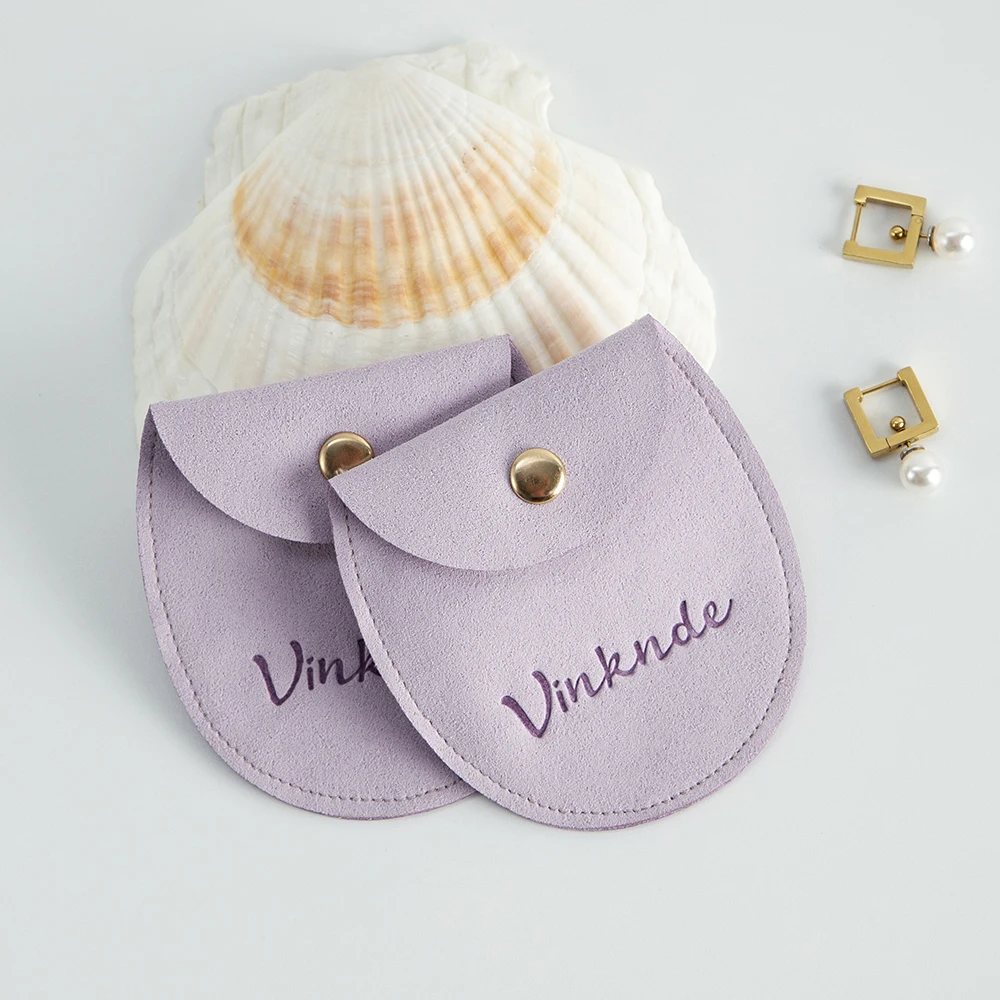 Maßgefertigte Schmuckverpackungsbeutel mit Goldknopf, Schicke Kleine Weihnachts- und Hochzeitstaschen, Mikrofaser-Halsketten- und Ohrring-Schmuckbeutel – Detail 5